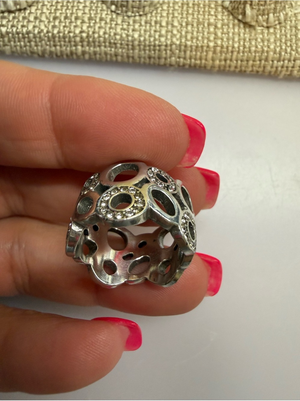 Brighton Silver Openwork Crystal Accent Women's Ring - Silver - Picture 2 of 3
